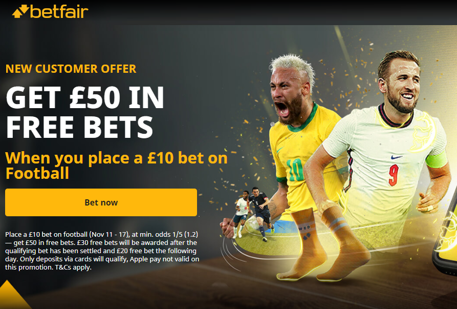 Football Free Bets Bet £10 & Get £50 In Free Bets